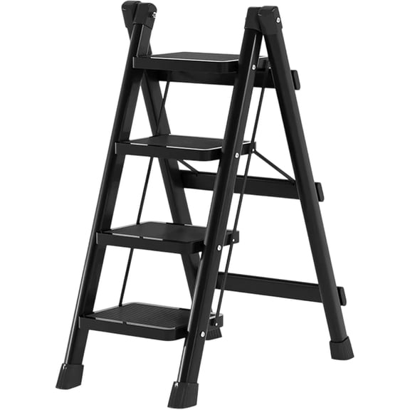 Escalera Plegable Multifuncional Bluelander, Tipo Tijera 4 Peldaños, Antideslizante, Negro