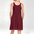 thumbnail image 4 of WTOBBY Women's Beach Vest Casual Summer Sleeveless Dress with Pocket Straps Solid Color for Swim Cover-Up and Lightweight Wear,Wine XL, 4 of 5