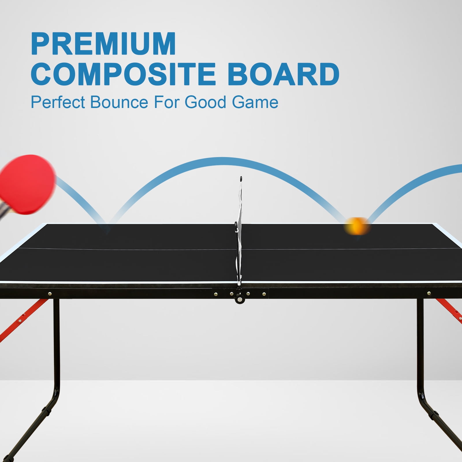 KLB Sport Foldable Mini Table Tennis Table, Portable Ping Pong Game Set with Net, 2 Paddles and 3 Balls
