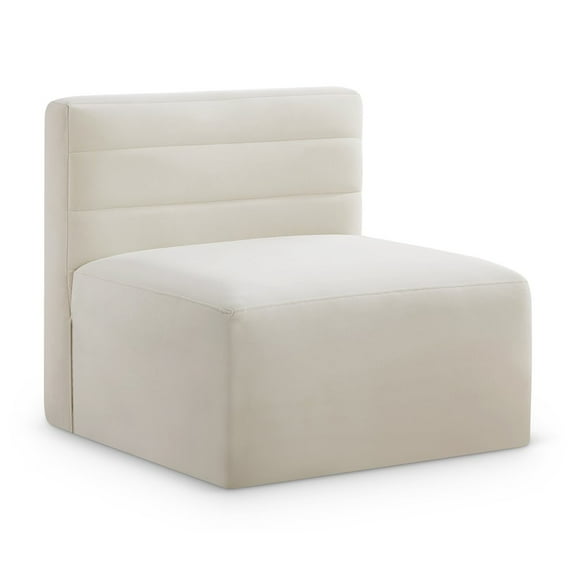 Meridian Furniture Quincy Cream Velvet Modular Armless Chair