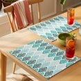 thumbnail image 4 of Turquoise Boho Flowers Placemats Set of 12 Modern Luxurious Geometric Floral Place Mats Indoor Wipeable Table Mats Washable Dining Table Placemats for Kitchen Holiday Party Home Decor 13x19 Inch, 4 of 9