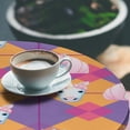 thumbnail image 3 of Ambesonne Fantasy Emoji Fitted Round Tablecloth, Unicorn Faces Squares, 45"- 56" Diameter, Blue Violet Pale Orange, 3 of 5