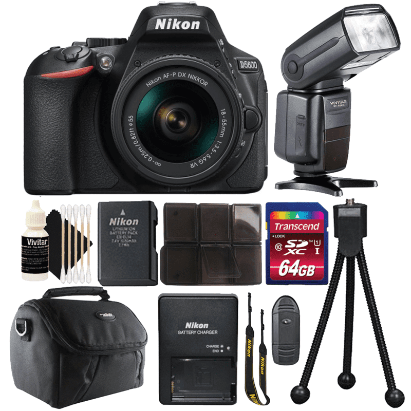 Nikon D5600 DSLR Camera with 1855mm Lens, Speedlight Flash and Top