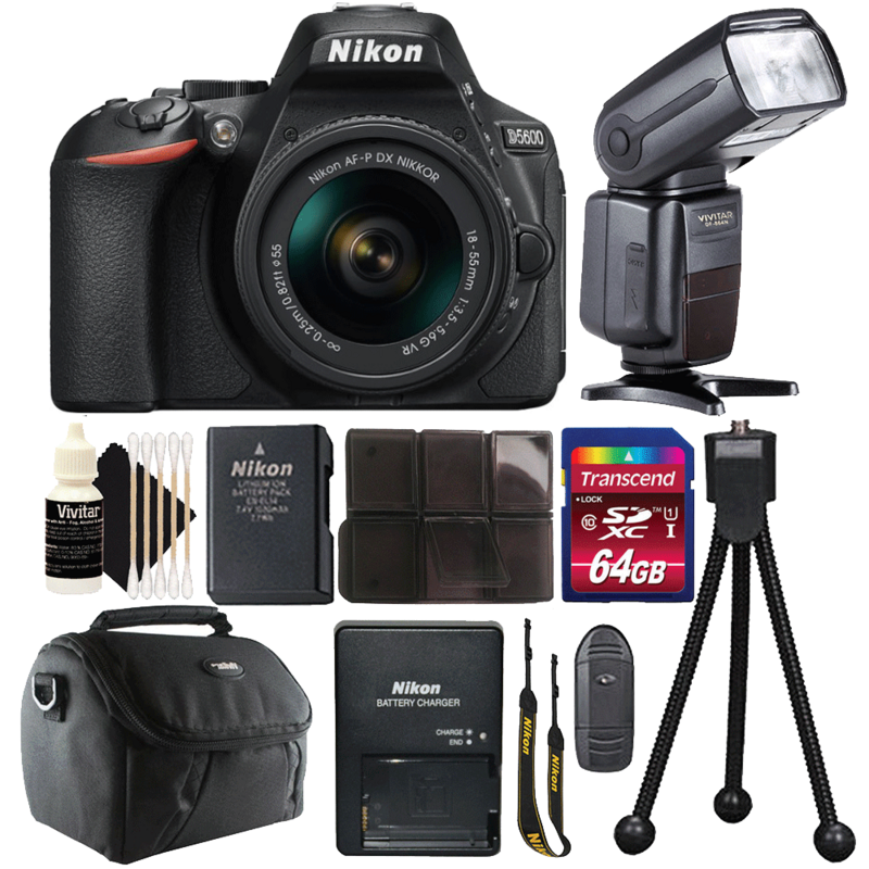 Nikon D5600 DSLR Camera with 1855mm Lens, Speedlight Flash and Top