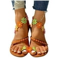 thumbnail image 3 of Floenr Womens Sandals Flip Flops for Women,Summer Ladies Fashion Flower Breathable Printing Round Toe Flat Sandals, 3 of 4