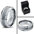 thumbnail image 5 of Charming Jewelers 8mm Silver Gray Grey Beveled Edge Brushed Polished Classic Tungsten Carbide Wedding Band Ring for Men Women Comfort Fit Engagement Anniversary Size 8.5, 5 of 5