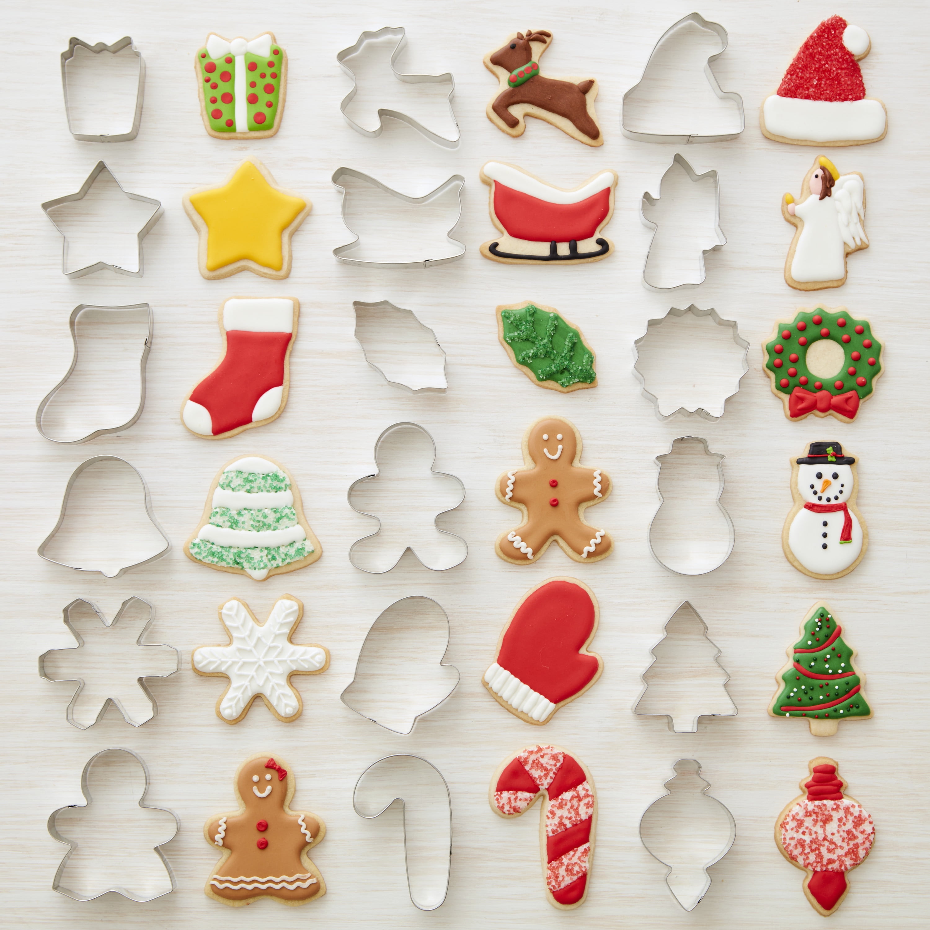 Wilton Christmas Tree Gingerbread Angel Snowman Candy Cane 6 COOKIE CUTTERS NEW 