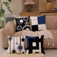 thumbnail image 3 of Dark Blue Geometric Pillow Covers 18x18 Set of 4, Decorative Couch Throw Pillow Cover for Sofa Bedroom,Linen Farmhouse Cushion Case Outdoor Home Decoration, 3 of 6