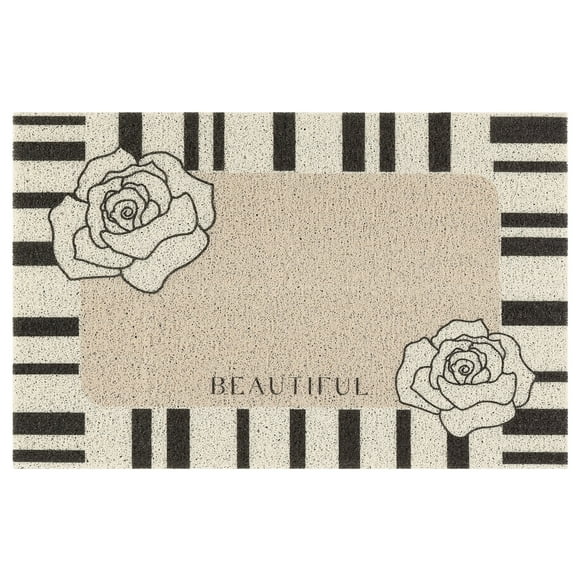 REGALWOVEN Geometric Modern Outdoor Door Mat, Entry Mat Resist Dirt Non-Slip Washable Thin Door Mat Beige 18" x 30"