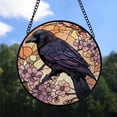thumbnail image 2 of Parents Christmas Gift - Raven Botanical Painting Bird Xmas Stained Glass Hanging Ornament - Cozy Cabin Holiday Tree Decor, Christmas Gift for Mom, Dad, Friends, Family, 2 of 3