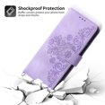 thumbnail image 2 of Decase for iPhone 14 Pro Max Wallet Case,Embossed Floral Leather Folio Flip Wristlet Shockproof Protective ID Credit Card Slots Holder Cover With Crossbody Shoulder Strap, Purple, 2 of 10
