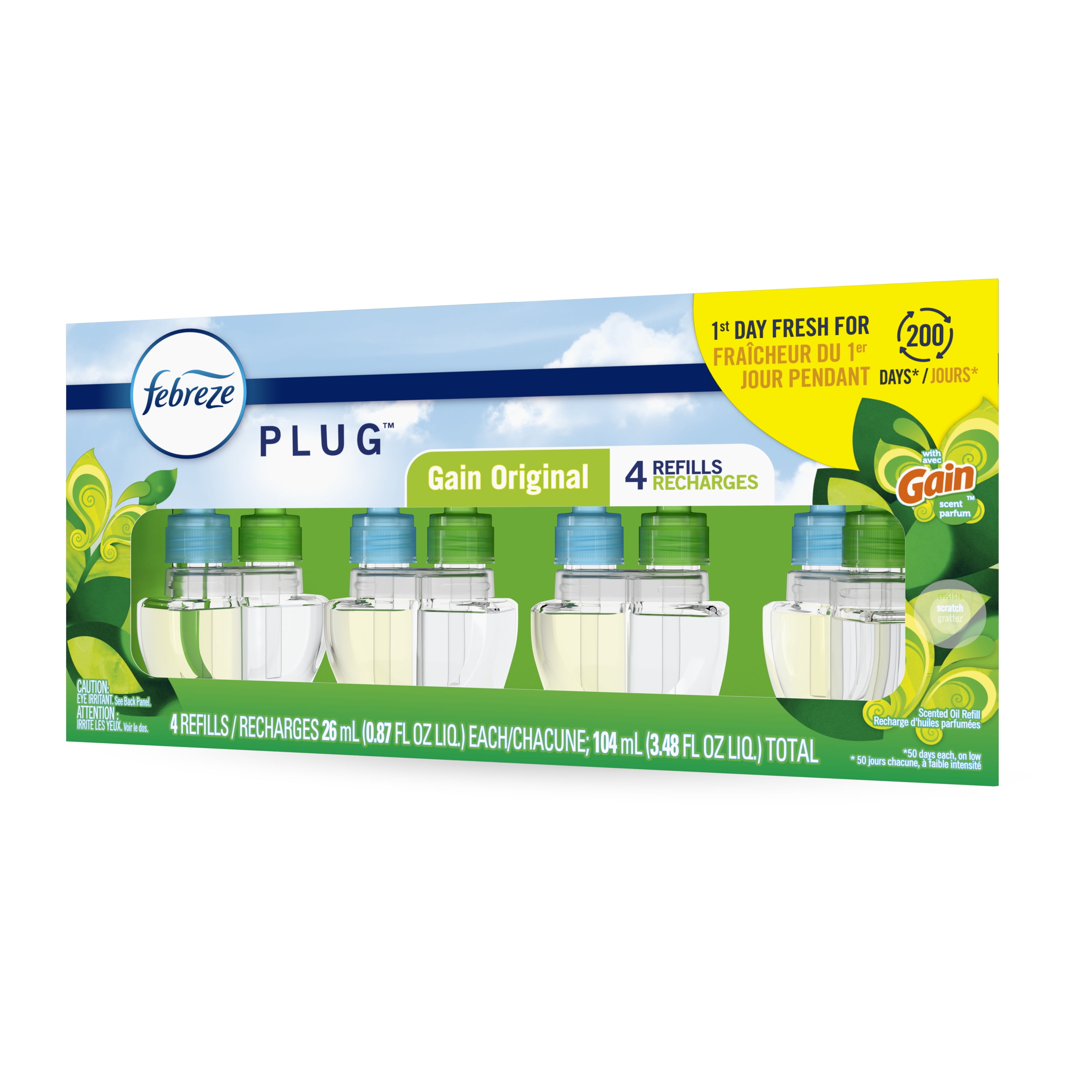 Febreze Plug In Air Freshener Scented Oil Refill Gain, 4 Count