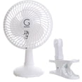 thumbnail image 1 of Genesis Ventilador de sobremesa convertible con clip de 6 pulgadas y ventilador con clip, dos velocidades silenciosas, ideal para el hogar, la oficina, el dormitorio y más, color blanco, 1 of 5