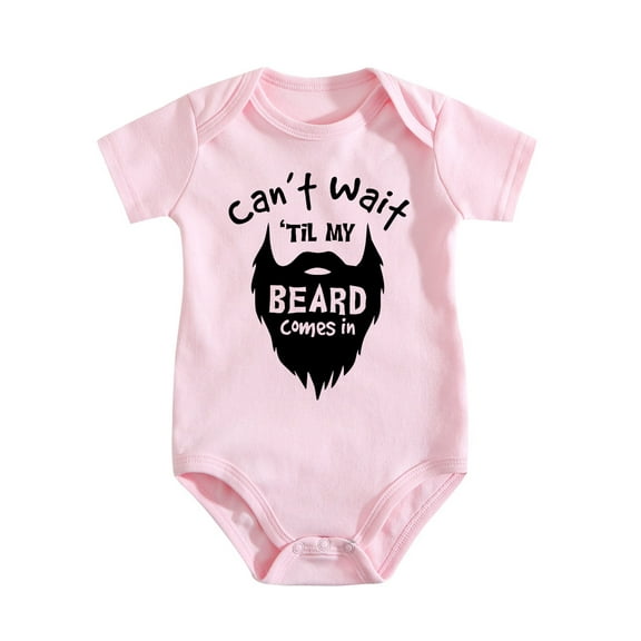Can't Wait Til My Beard - Baby Clothes - Funny Newborn Bodysuit Outfits for Boys Medium Pink-style-1 0-3M