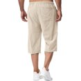 thumbnail image 5 of Men's Long Cotton Linen Shorts Knee Length 3/4 Baggy Pants Summer Drawstring Sport Golf Lounge Capri Pant with Pockets, 5 of 5