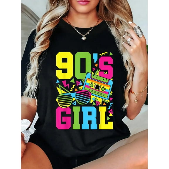 100% Cotton 90's Girl Retro 1990s 90s Style Party Outfit Women Girls T-Shirt