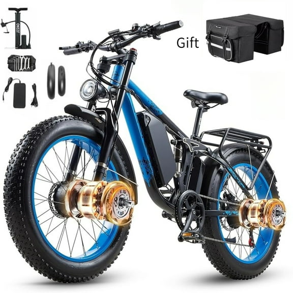 3000W Peak Dual Motor Ebike for Adults, 48V 25AH Long Range Electric Mountain Bike, 28MPH,24 X 4 Inch  fat Tire for all terrain  Electric Bike