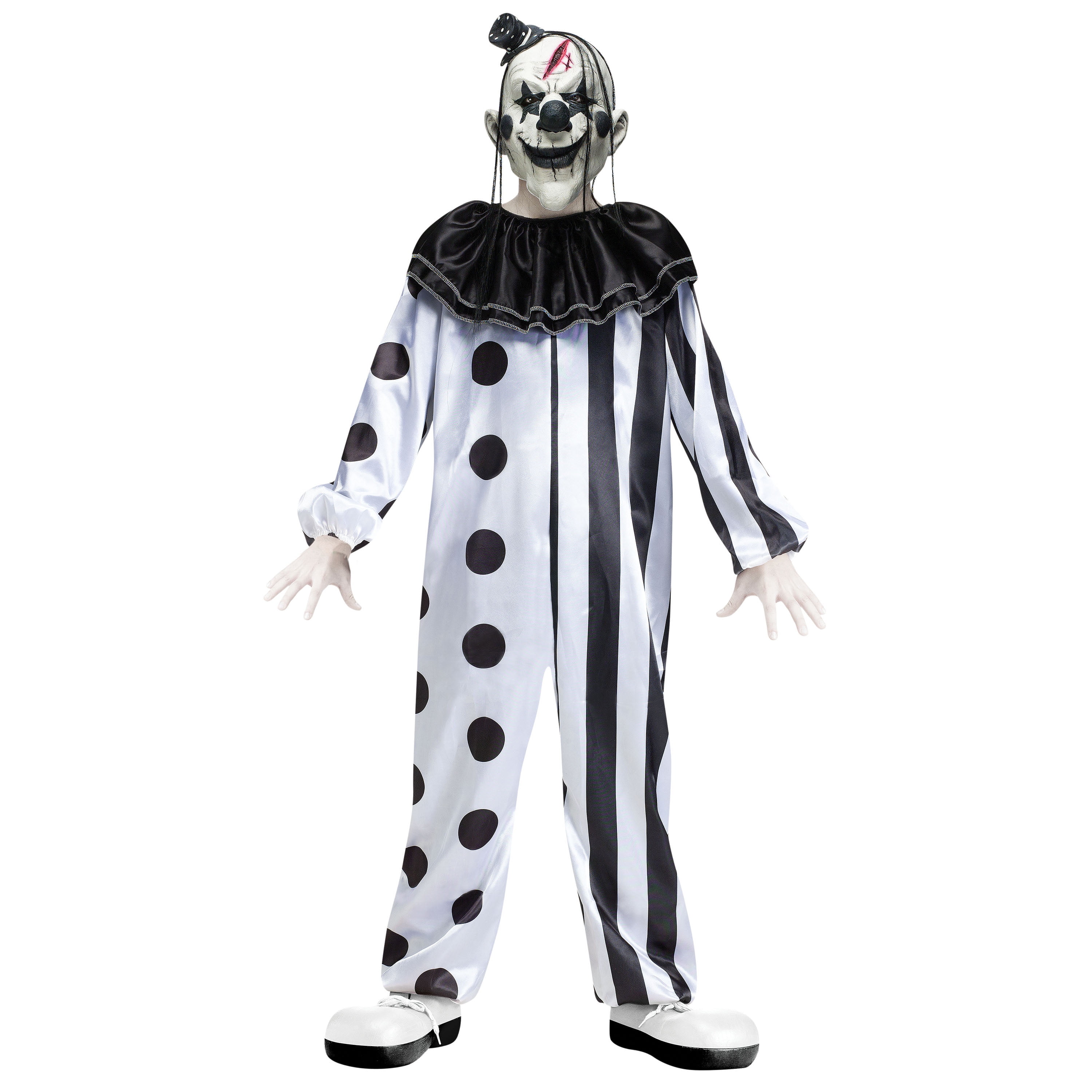 Fun World Killer Clown Black Halloween Scary Costume, Big Boys Male ...