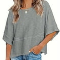 thumbnail image 5 of Mohiass Women's Summer Casual Crewneck Batwing Half Sleeve T-Shirts Solid Color Loose Fit Cute Basic Flowy Tops Tees Blouses Gray 2XL, 5 of 5