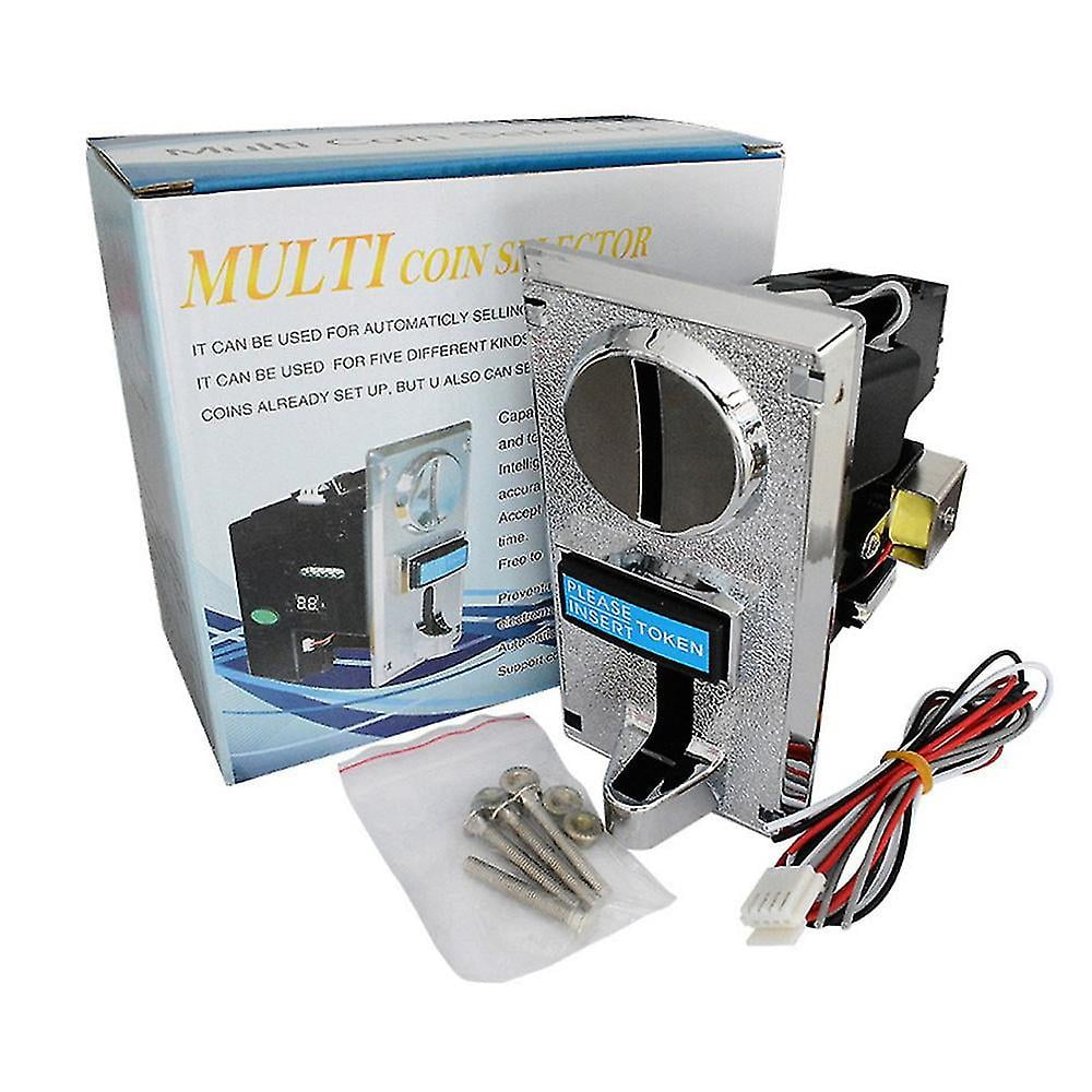 Oumefar Coin Selector Coin Acceptor CPU Coin Selector Control electrónico avanzado de CPU para máquina expendedora Game Silla de Masaje (Plata) Home