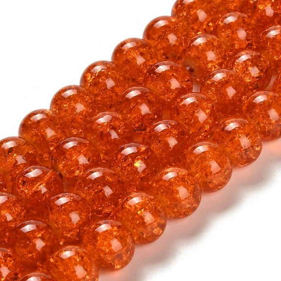 1Strand Spray Painted Crackle Glass Beads Strands Round Dark Orange 10mm Hole: 1.3~1.6mm about 80pcs/strand 31.4 inch