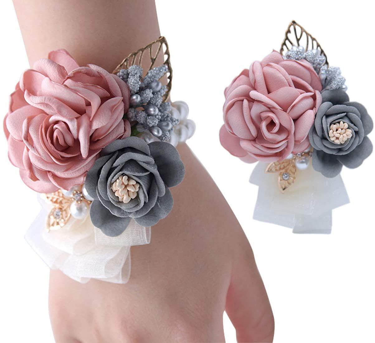 Bridesmaid Char Lapel Pin Corsage Wrist Prom Wedding Bouquet Flower Party Supply 