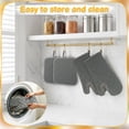 thumbnail image 4 of Topekada 3 Pcs Oven Mitts and Potholders Set with PU Leather Reinforced Palm for Baking Grilling Gray, 4 of 7