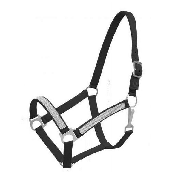 2-Ply Nylon Horse Halter w/ Crystal Rhinestones (Black)
