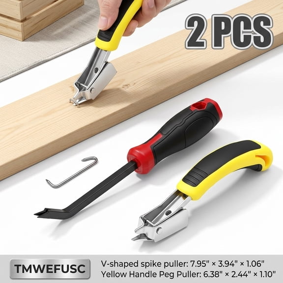 2Pcs Heavy Duty Staple Remover Tack Puller with Ergonomic Handle Upholstery Lifter Tool for Carpet Wood Floors Furniture Construction