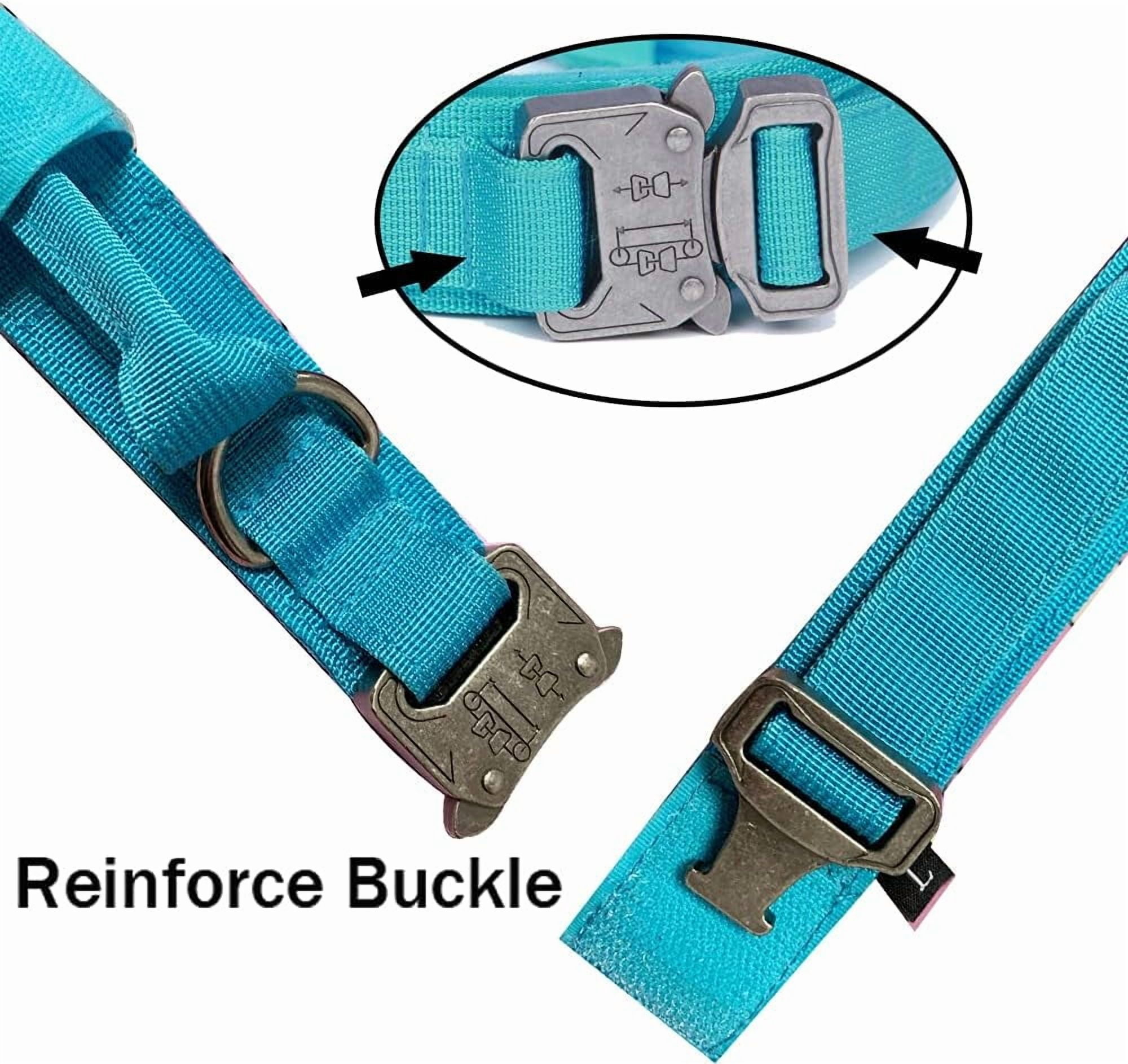 Tactical Dog Collar Military Dog Collar Adjustable Nylon Dog Collar Heavy Duty Metal Buckle with Handle for Dog Training (Red,L)