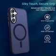 thumbnail image 3 of Entronix Magnetic Case for Galaxy S26, Frosted Matte Back Shock-Absorbent Protective Cover, Navy Blue, 3 of 5