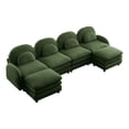thumbnail image 5 of Miekor Furniture Teddy Fabric Cloud-like 4-Seat Sofa,Curved Backrest and Armrest with Curved Lumbar Pillows, Sectional 4 Seater Modular Couch with 2 movable Ottomans and Supportive Double-laye No5379, 5 of 9