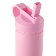 Thyme & Table 26 fl oz Water Bottle with Straw Lid, Pink with Heart Gold Charm