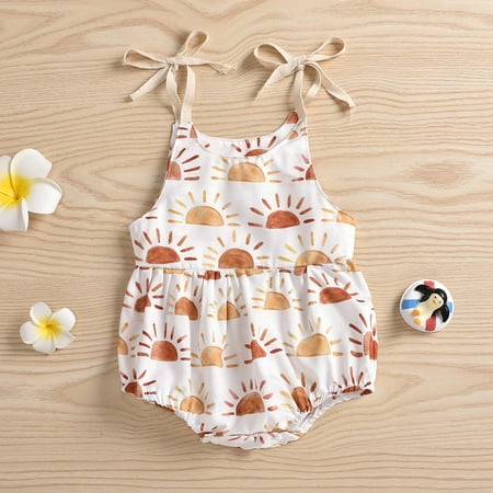

XMMSWDLA Toddler Girl Clothes Summer Baby Girls Sunflower Sun Straps Sleeveless Jumpsuit Bodysuit Clothes Sales Clearance