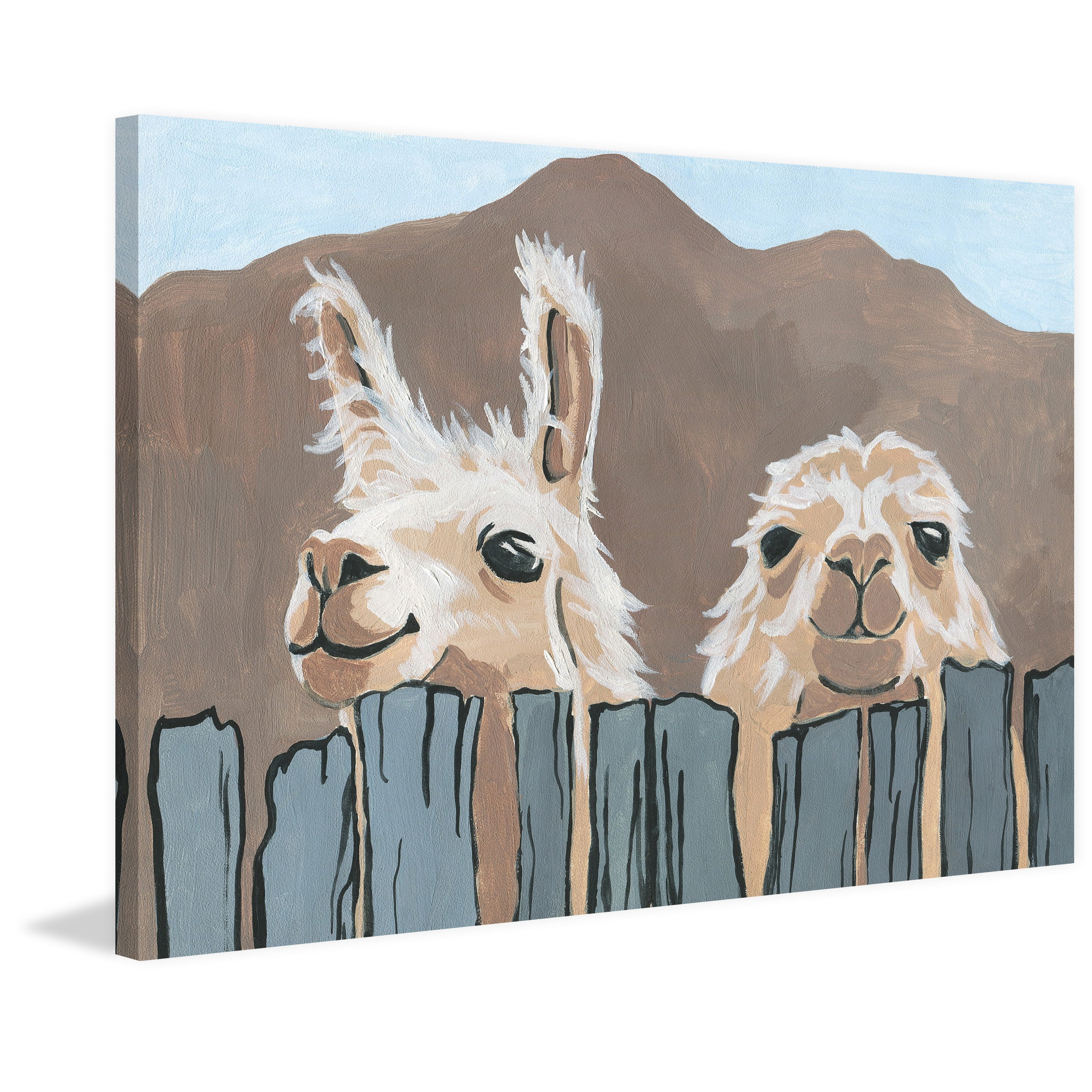 Marmont Hill Peekaboo Llamas 24.00" x 36.00" Painting Canvas Art Print, by Marmont Hill