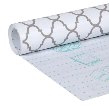 Duck Easy Adhesive Laminate 20 in. x 12 ft. Shelf Liner, Gray Quatrefoil