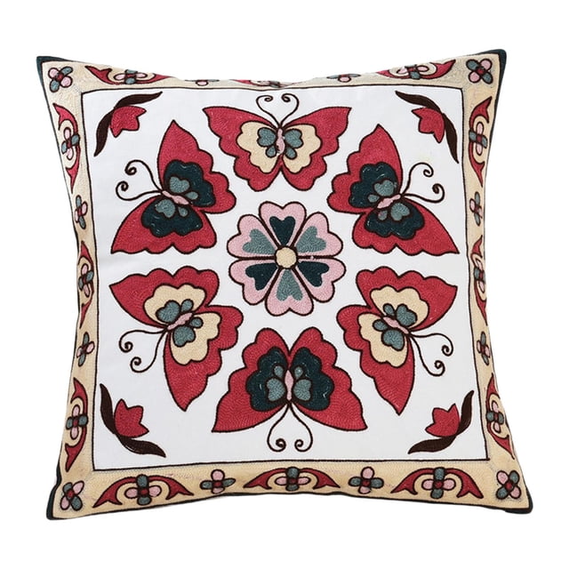 Funda de cojín con diseño de flores, bordada, 45 x 45 cm Estilo B