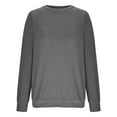 thumbnail image 4 of Oplxuo Women's Basic Crewneck Sweatshirts With Pockets 2025 Fall Clothes Solid Color Long Sleeve Loose Casual Pullover Tops, 4 of 6