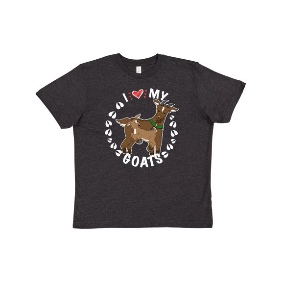 Inktastic I Heart My Goats with Cute Goats and Hoof Prints Youth T-Shirt