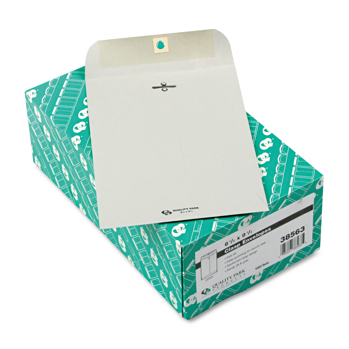 Quality Park Clasp Envelope, 6 1/2 x 9 1/2, 28lb, Executive Gray, 100