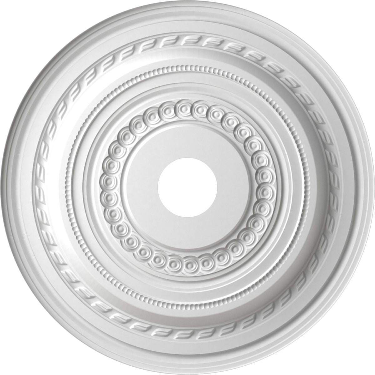 Ekena Millwork 22"OD x 3 1/2"ID x 1"P Cole Thermoformed PVC Ceiling Medallion (Fits Canopies up to 6"), Bright Coat Aluminum