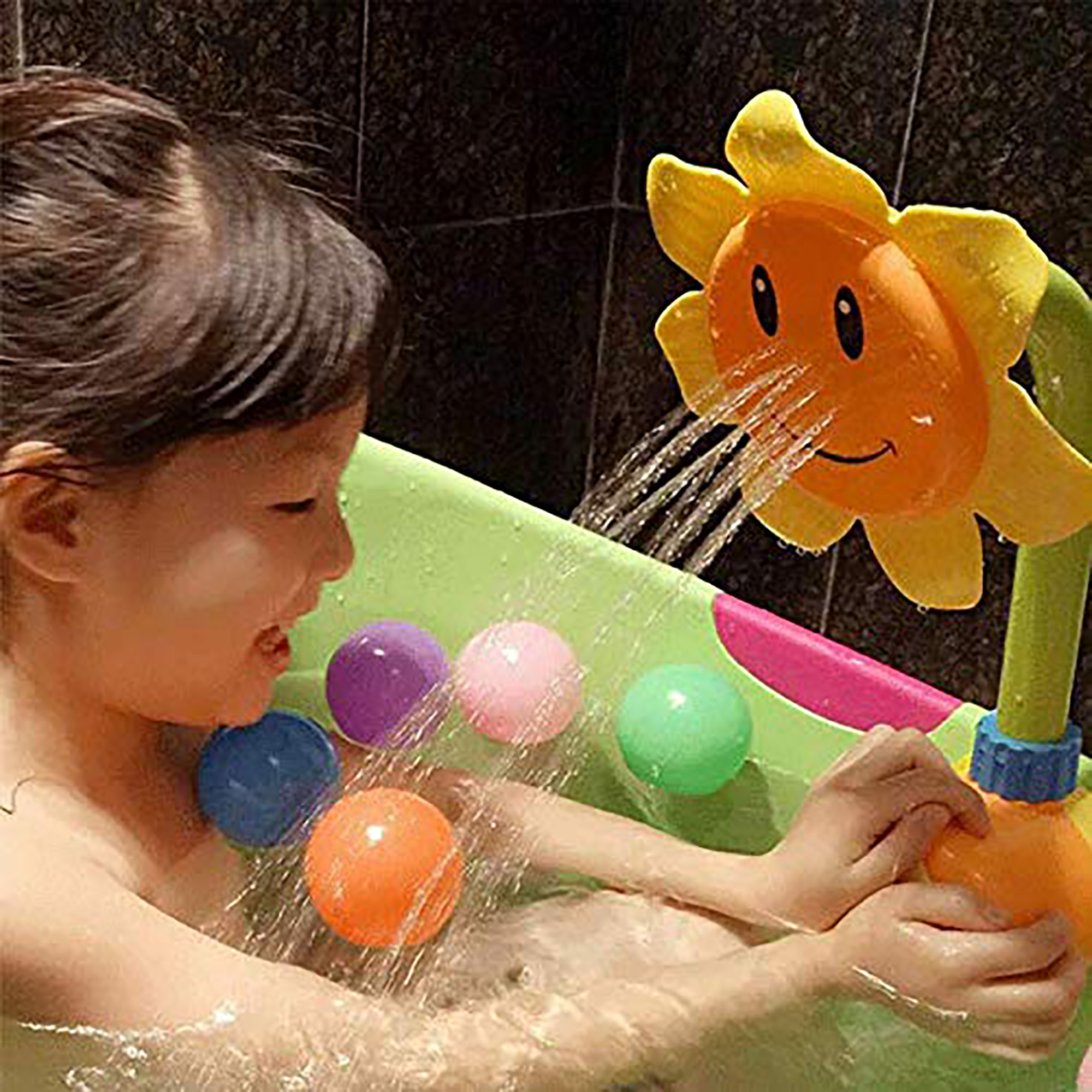 Inevnen Baby Sunflower Bath Sprayer Play Toys,Infant Shower Tub Bathing Water Cartoon Station