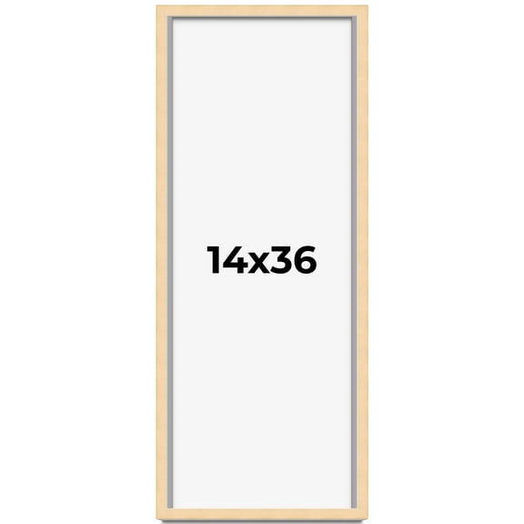 14x36 Frame Natural Wood Picture Frame | 0.75 Inch Moulding Width | with UV Acrylic Plexiglass,