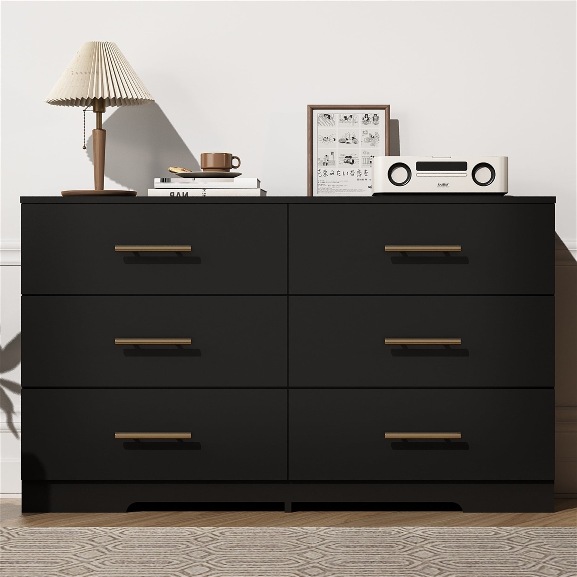 Spaco Dresser for Bedroom 6 Drawers Dresser Chest of Drawer Bedroom Furniture, Black Dresser Spaco Dresser for Bedroom 6 Drawers Dresser Chest of Drawer Bedroom Furniture, Black Dresser