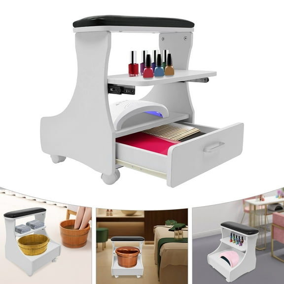 Miumaeov Modern Foot Bath Stool With Wheels Foot Rest Pedicure Manicure Funiture Rolling Trolley
