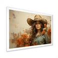thumbnail image 2 of Designart "Wild West Cowgirl Floral Frontier Fashion" People Framed Wall Art Decor - Mid-Century Brown Western Hallway Framed Wall Art Decor, 2 of 6