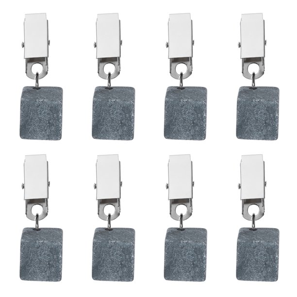 Uxcell 8Pcs Pesas para Manteles, Colgante de Mármol con Clip de Metal en Forma de Cubo, Gris