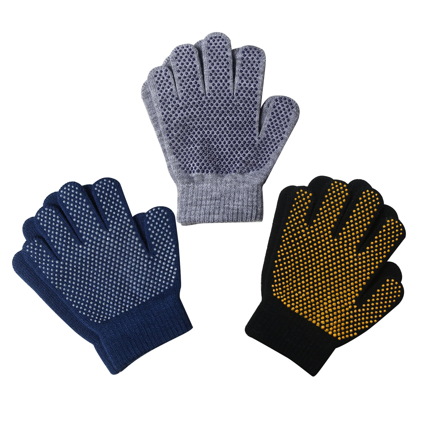 Childrens Kids Girls Boys Unisex Stretch Magic Gloves Black Warm Winter One Size 