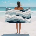 thumbnail image 3 of Beach Towel Gray Blue Ombre Bath Pool Towels Abstract Geometric Sea Wave Absorbent Beach Towel Soft Large Quick Dry Lightweight Camping Travel Sports Yoga Gym Swim Towels for Adult 35x70 Inch, 3 of 9