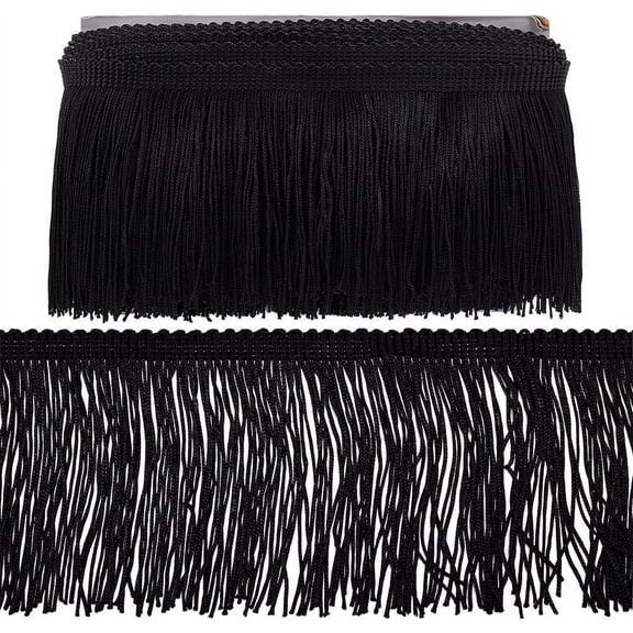 10 Yards Fringe Tassel Sewing Trim 3-1/2inch Wide Ribbon Trim Black Fringe Trim for Sewing Polyester Tassel Lace Ribbons Sewing Trim for DIY Crafts Clothes Dress Curtain Decoration Black